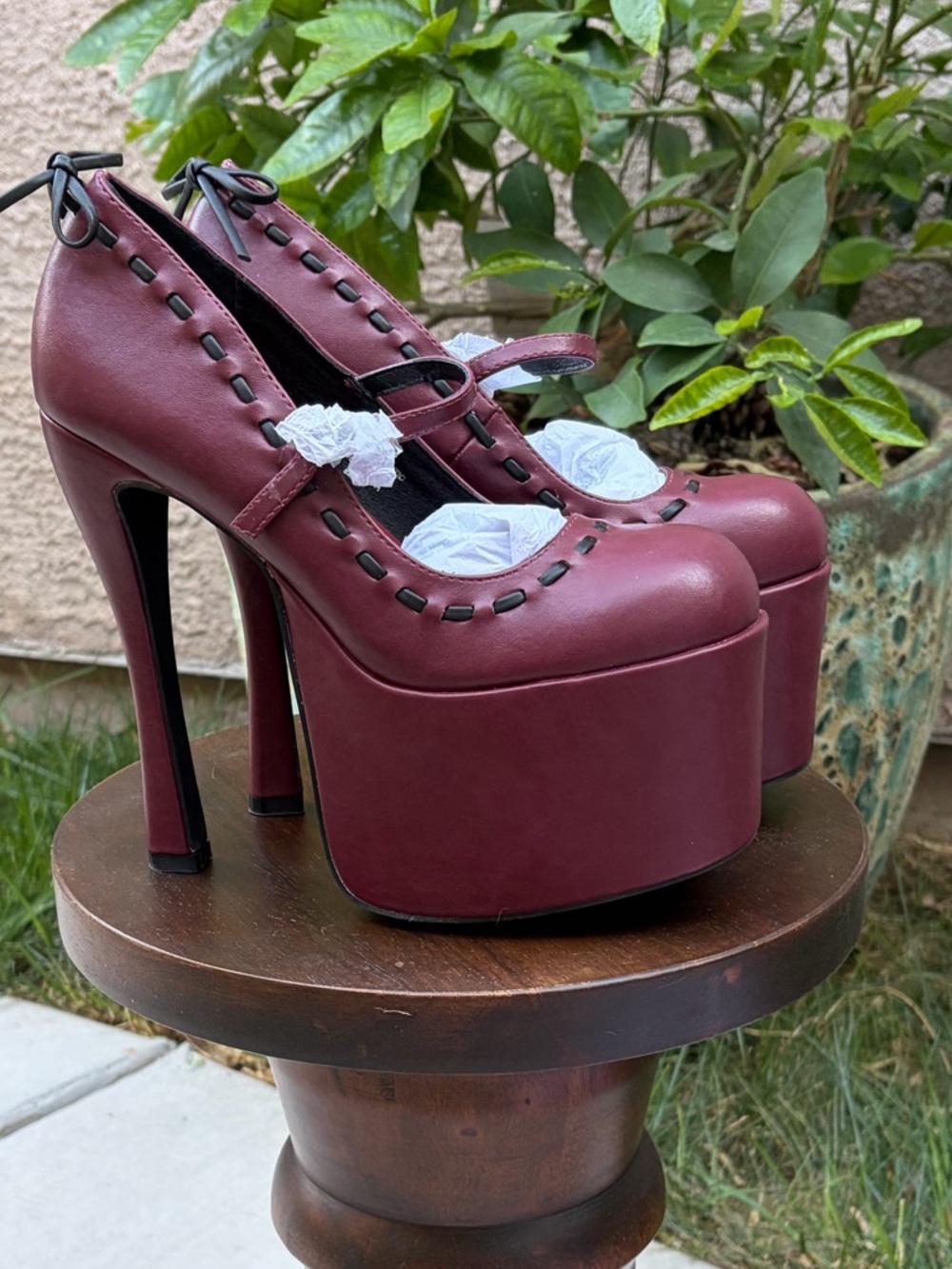 Sugar Thrillz Wine Platform Mary Jane Heels